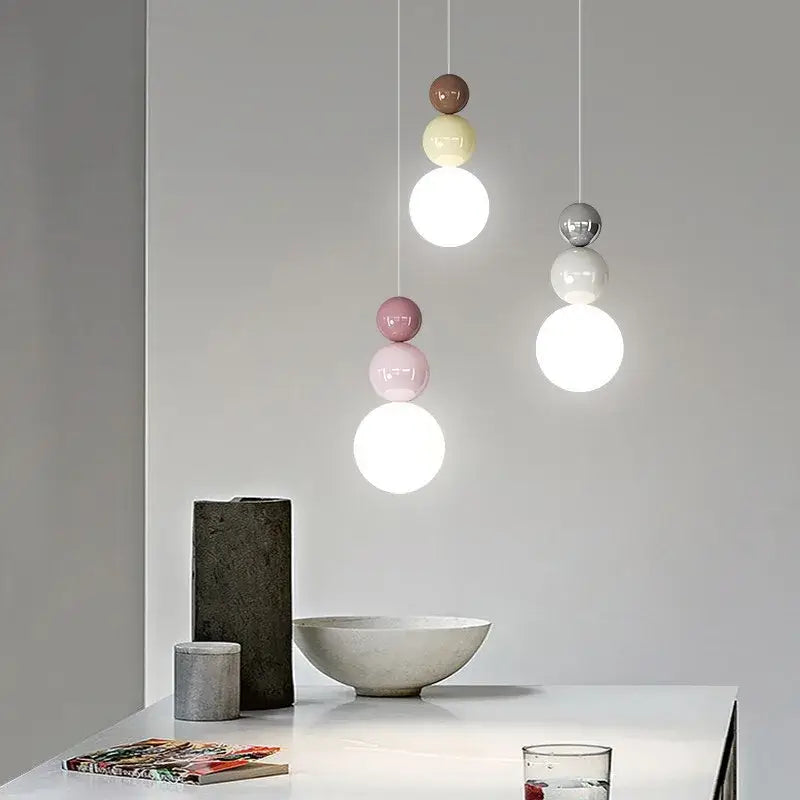DecorBites™ Cream Nordic LED Pendant Light: Modern Hanging Lamp for Stylish Indoor Room Decor