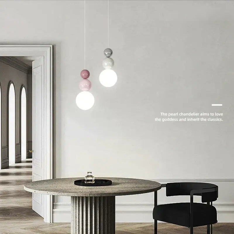 DecorBites™ Cream Nordic LED Pendant Light: Modern Hanging Lamp for Stylish Indoor Room Decor