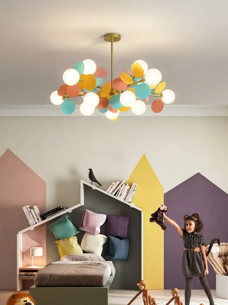 Modern pastel glass hanging ceiling lamp for kids room