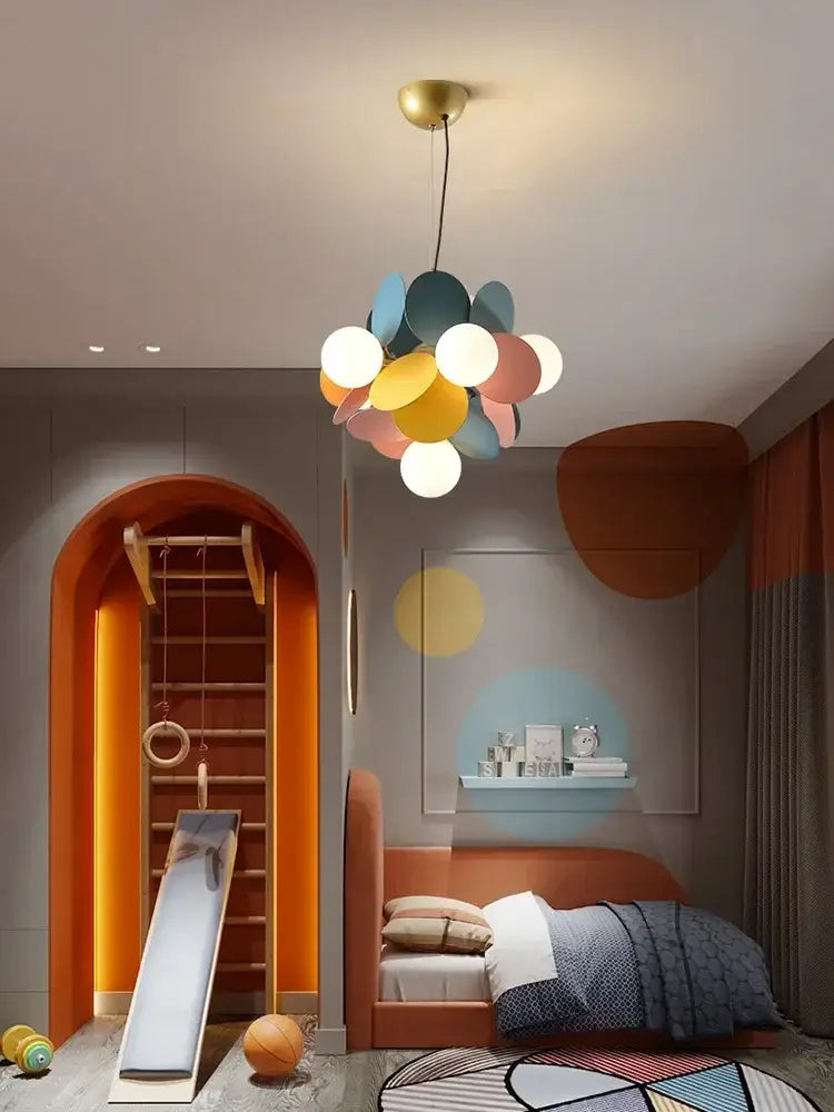 Modern pastel glass hanging ceiling lamp for kids room