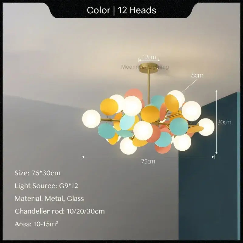 Modern pastel glass hanging ceiling lamp for kids room