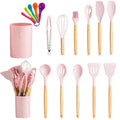 Modern pastel silicone kitchen utensil set with storage box