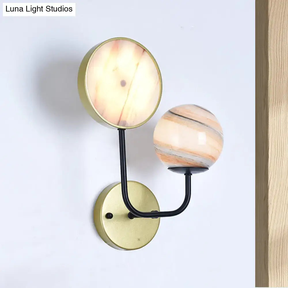 Modern peach & cream glass sconce light bedroom fixture