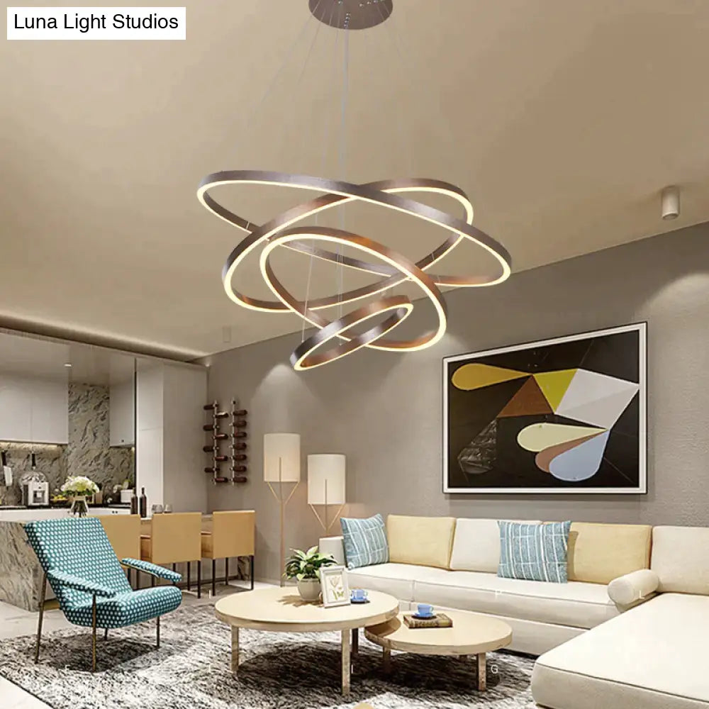 Modern interlocking ring led pendant lights for dining room