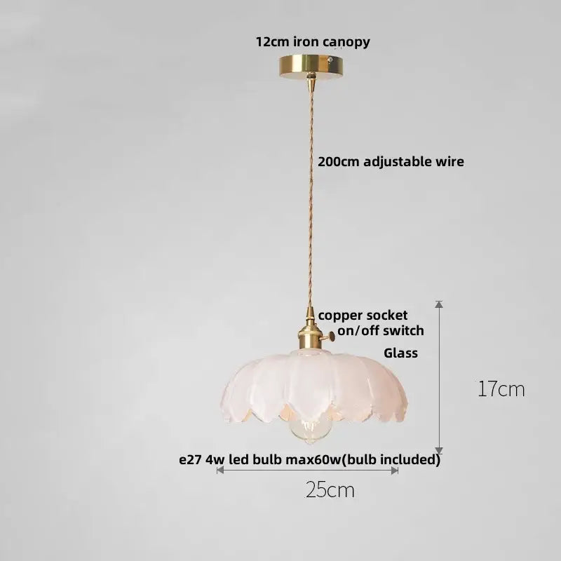 DecorBites™ Amber Glass LED Pendant Lamp 200cm Wire Adjustable Nordic Modern Simple Hanging Lights