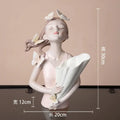 Modern pink butterfly girl resin figure living room decor gold tray