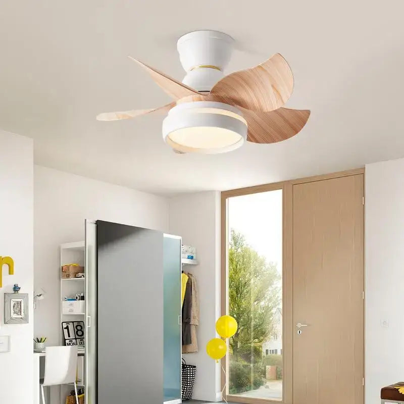 Modern pink & white kids ceiling fan with remote control bedroom
