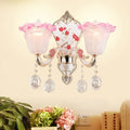 Modern pink & white ruffle glass sconce lamp bedroom wall light