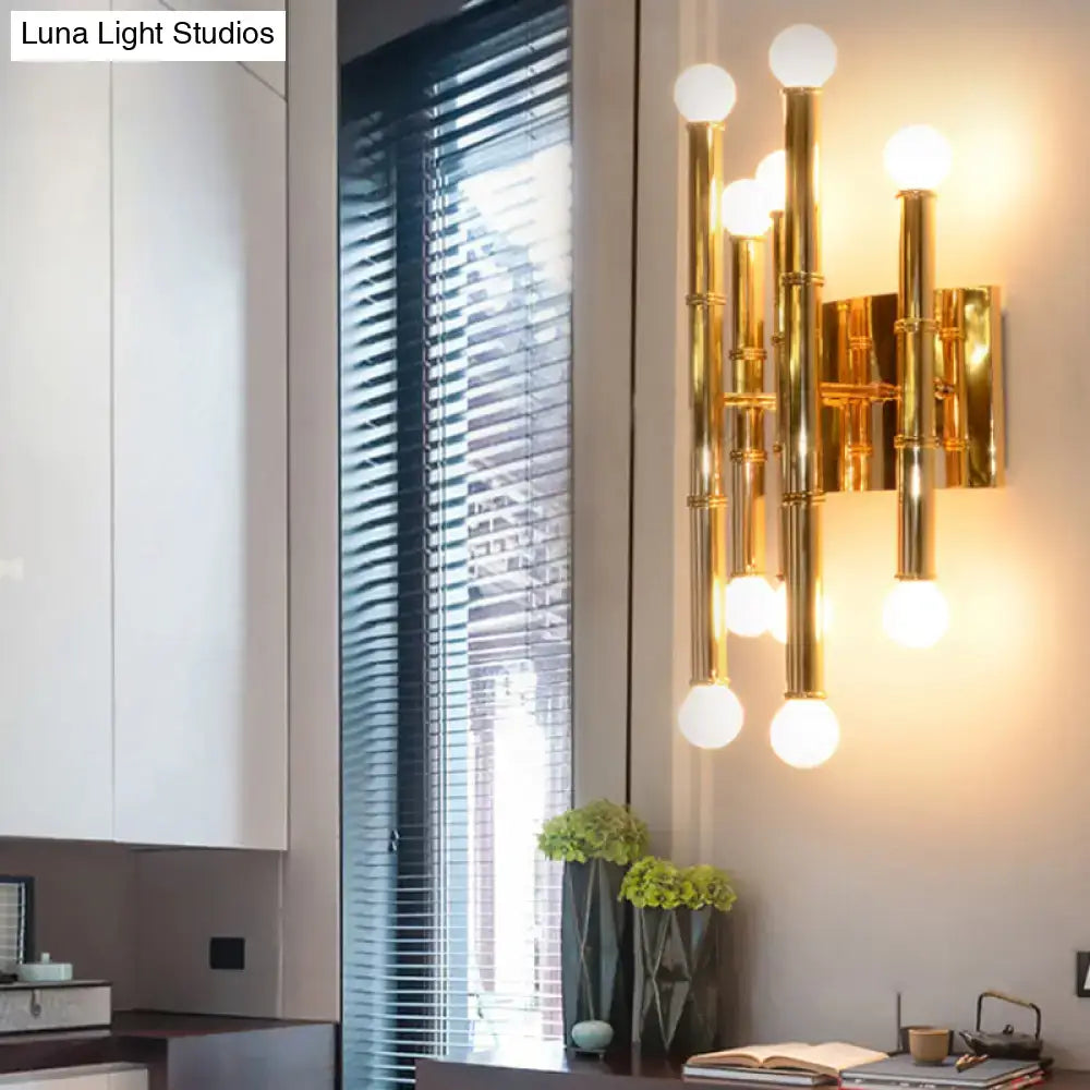 Modern polished gold metal tubes bamboo wall sconce hallway light
