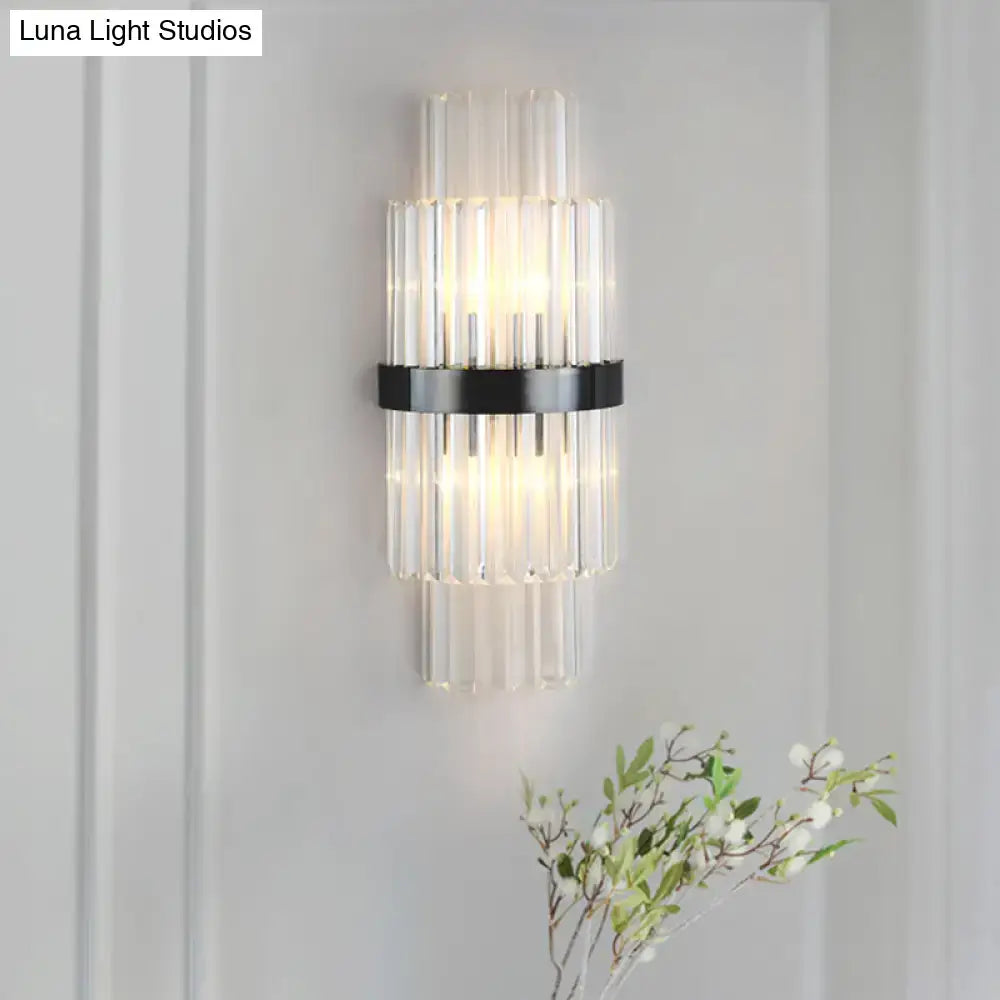 Modern prism black wall mount lamp living room glass sconce
