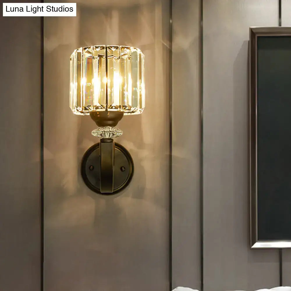 DecorBites™ Modern Prismatic Crystal Black Wall Sconce - Stylish Cylindrical Wall Mounted Lamp