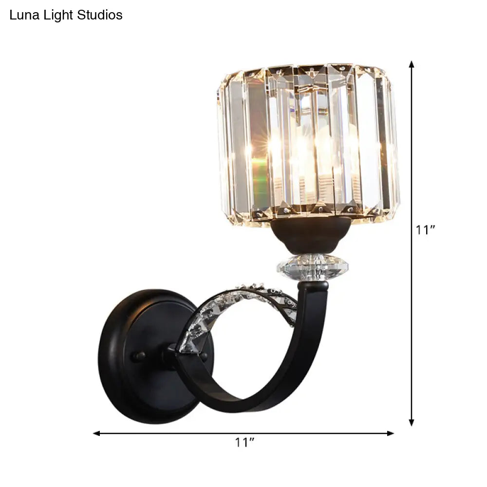 DecorBites™ Modern Prismatic Crystal Black Wall Sconce - Stylish Cylindrical Wall Mounted Lamp