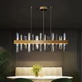 Modern rectangle gold crystal chandelier dining room light