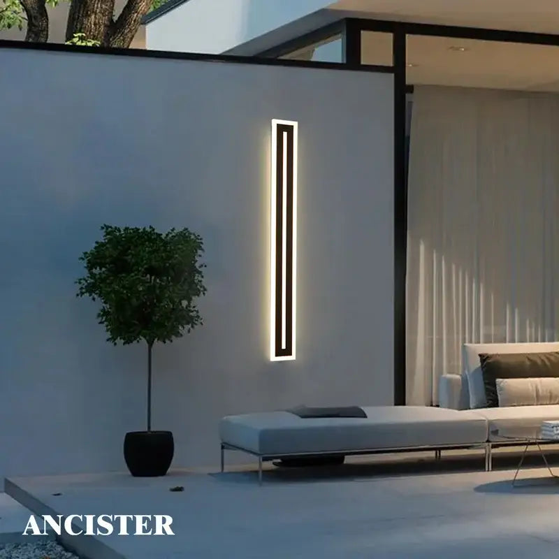Modern rectangular black led waterproof wall light living room sconce