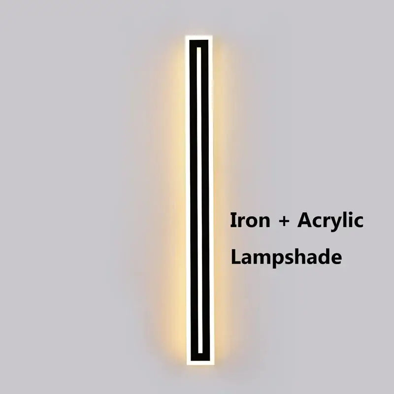 Modern rectangular black led waterproof wall light living room sconce