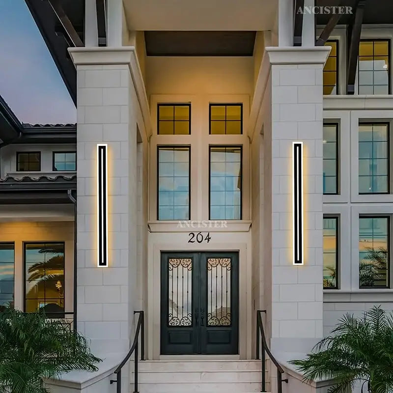 Modern rectangular black led waterproof wall light living room sconce