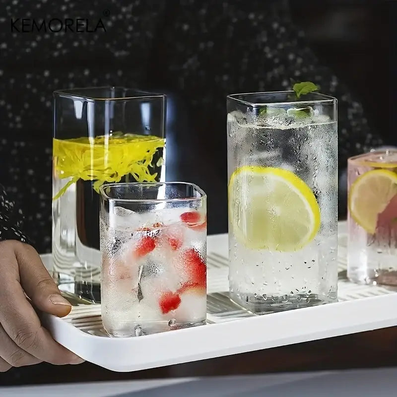 DecorBites™ 4-Piece Thin Highball Glasses Set - Clear Tall Glass Cups for Various Beverages