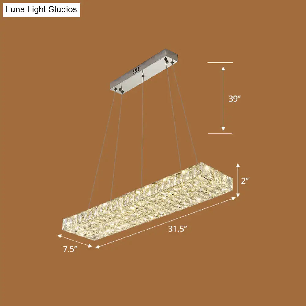 Modern rectangular k9 crystal ceiling pendant for dining room