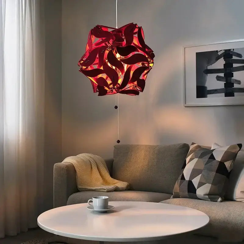 Modern red bauhinia flower chandelier for living room lighting