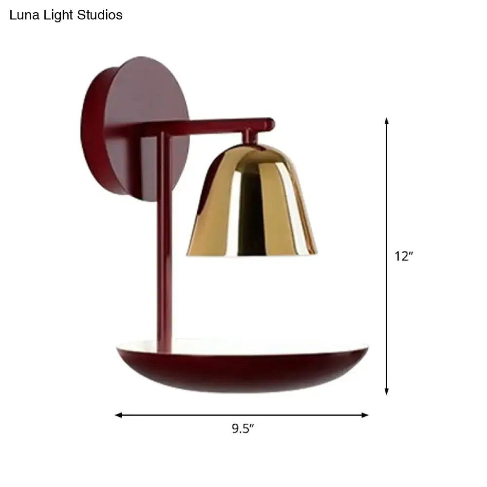DecorBites™ Modern Red Dome Wall Sconce Lighting Fixture - Metal 1-Head for Bedroom