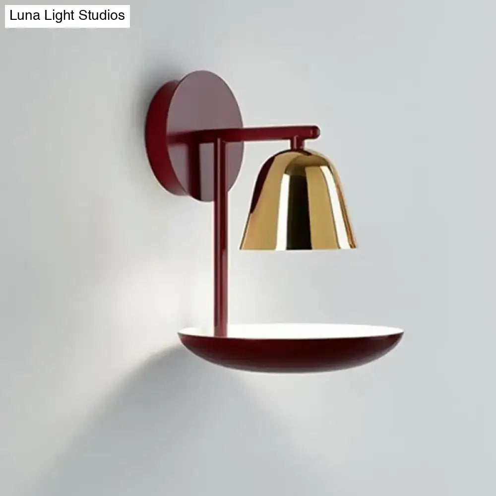 DecorBites™ Modern Red Dome Wall Sconce Lighting Fixture - Metal 1-Head for Bedroom