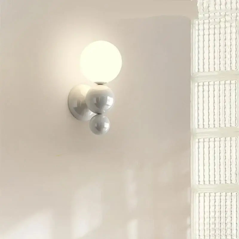 DecorBites™ LED Wall Light Red Green White Metal Kids Room Lamp White Acrylic Ball