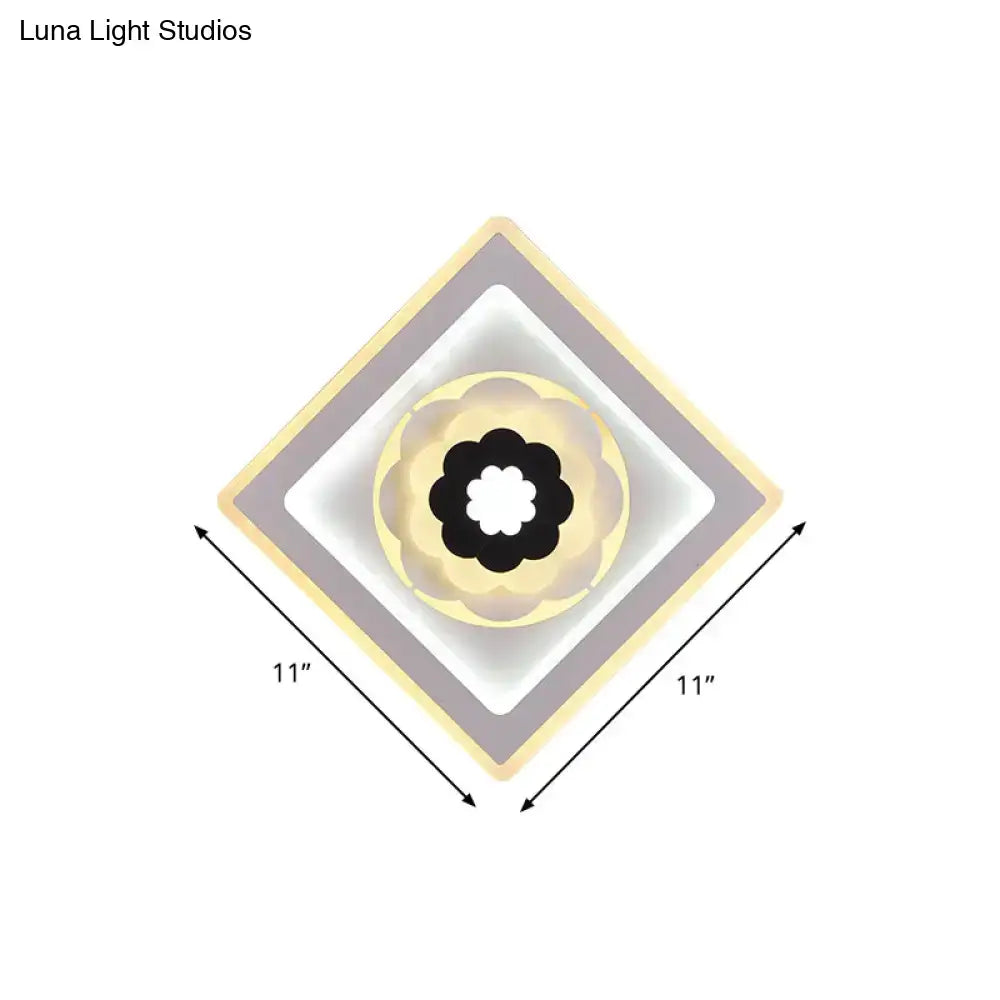 Modern rhombus bloom pattern sconce light for study white & black