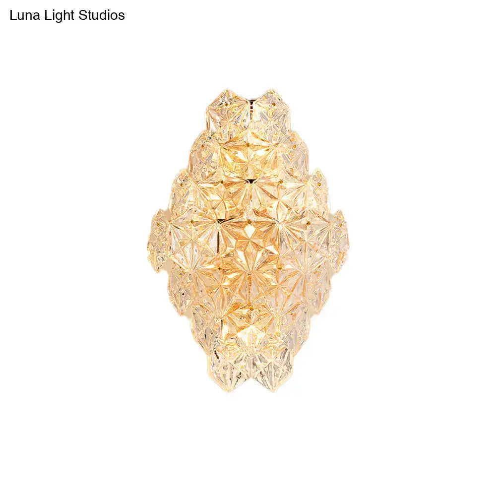 Modern rhombus clear crystal wall sconce bedroom direct wired electric