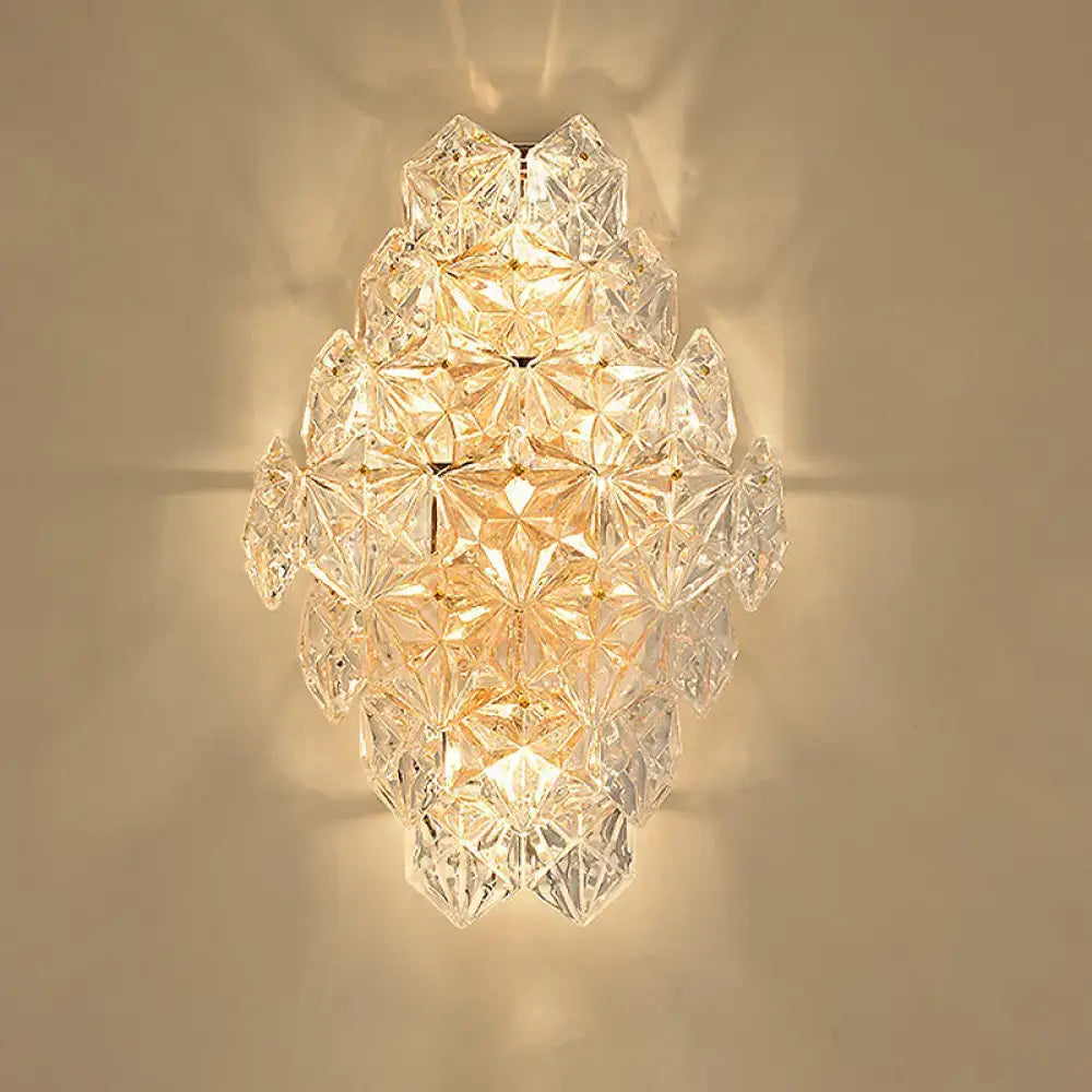 Modern rhombus clear crystal wall sconce bedroom direct wired electric