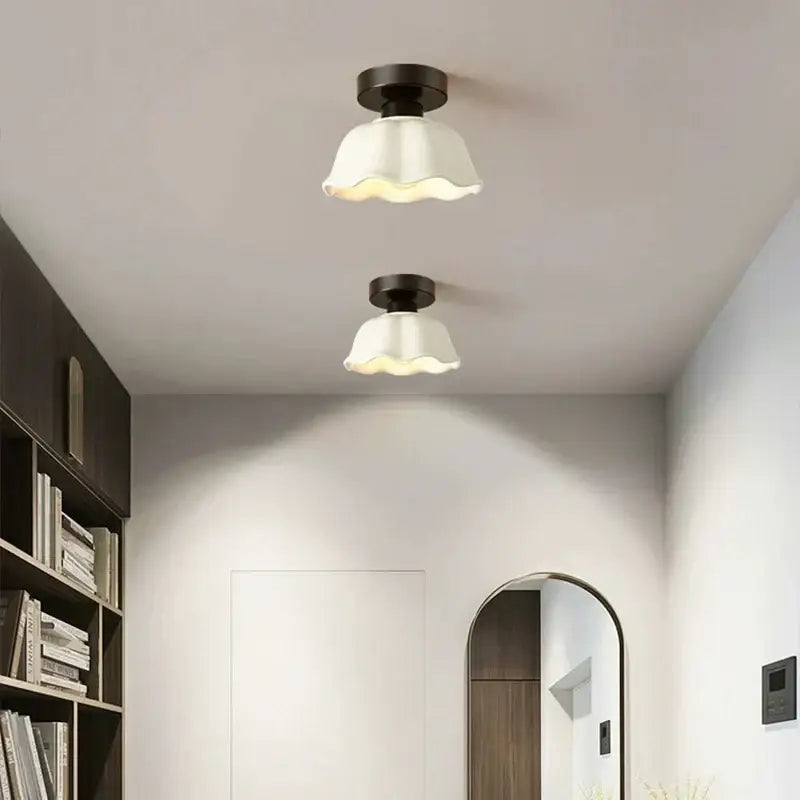 Modern ribbed ceramic glass chandelier white and brass living room light
