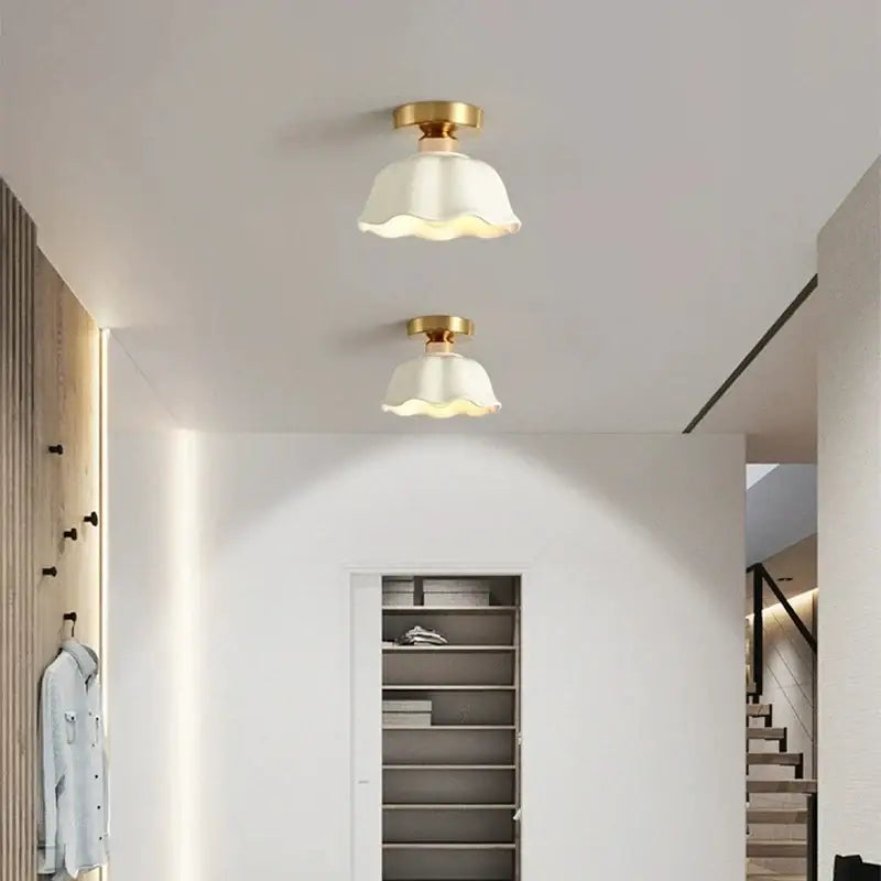 Modern ribbed ceramic glass chandelier white and brass living room light