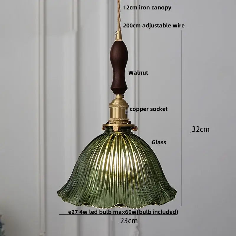 Modern ribbed clear glass pendant light kitchen brass fixture