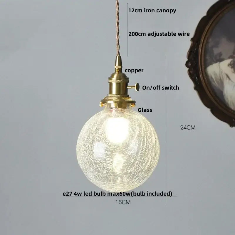 Modern ribbed clear glass pendant light kitchen brass fixture