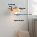 Modern ribbed glass ceramic led wall lights bedroom wood base lamp