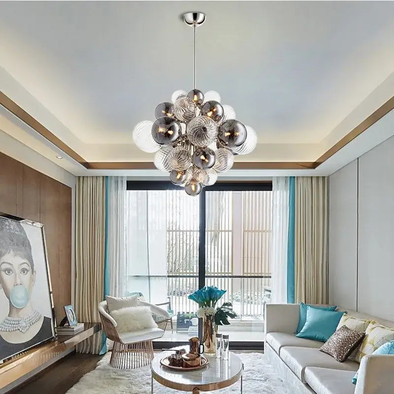 DecorBites™ Glass Globe LED Chandelier Pendant Light for Nordic Luxury Living Room