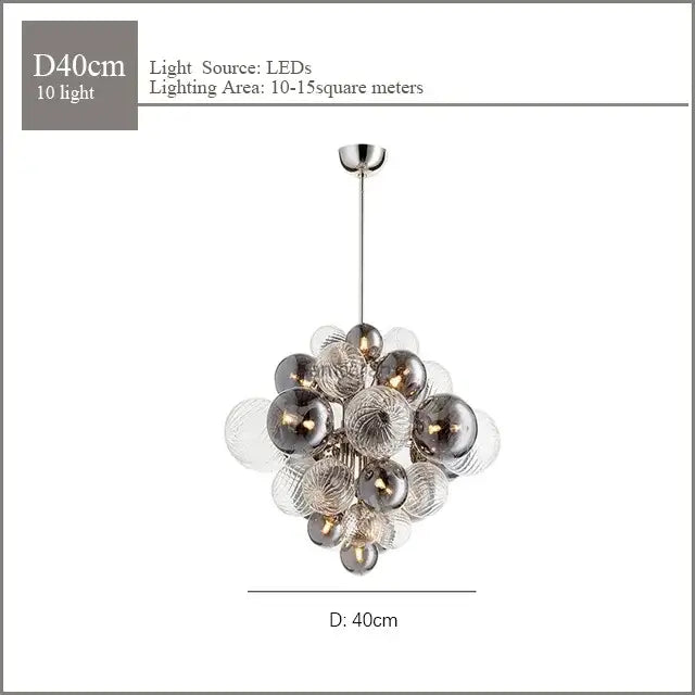 DecorBites™ Glass Globe LED Chandelier Pendant Light for Nordic Luxury Living Room
