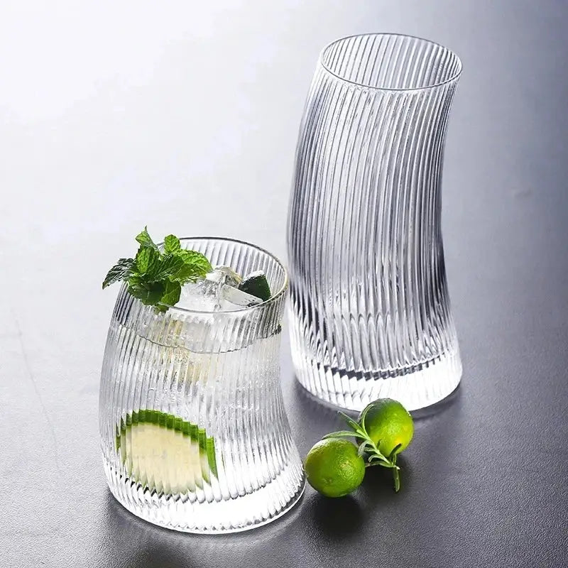 Modern ribbed sail-shaped glass cups dining room tumblers