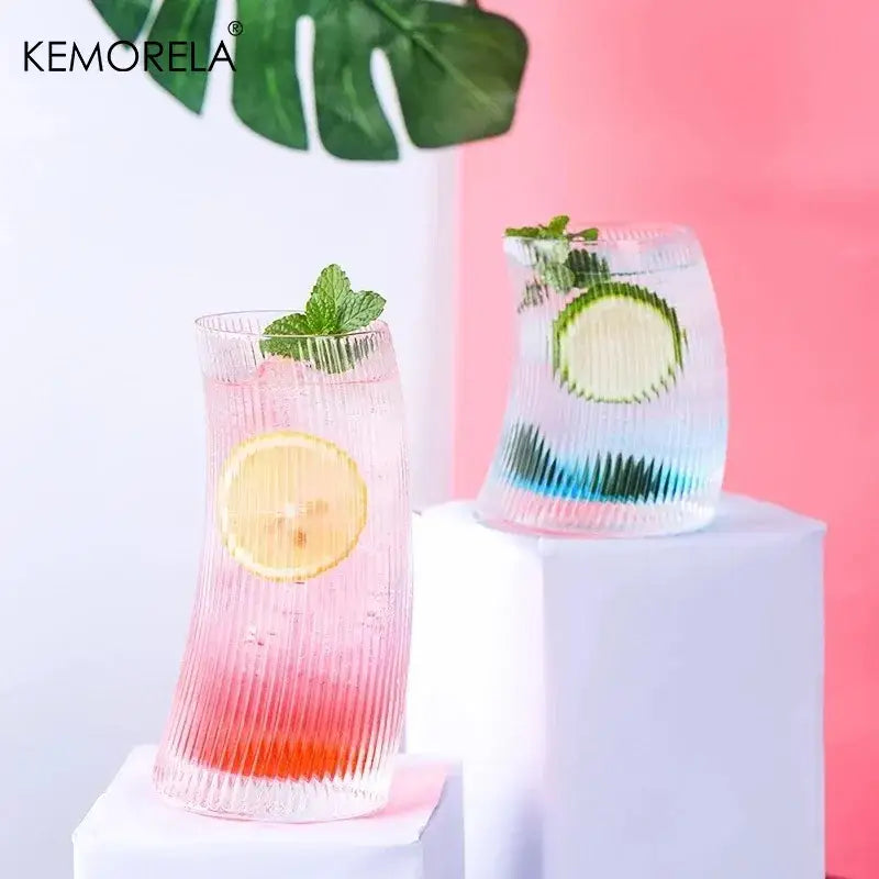 Modern ribbed sail-shaped glass cups dining room tumblers
