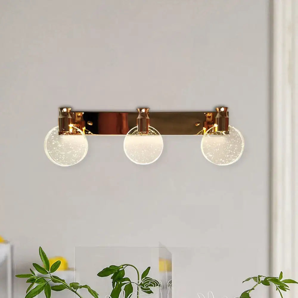 DecorBites™ Gold LED Beveled Crystal Circle Wall Vanity Light for Minimalist Bathroom Makeup Lighting