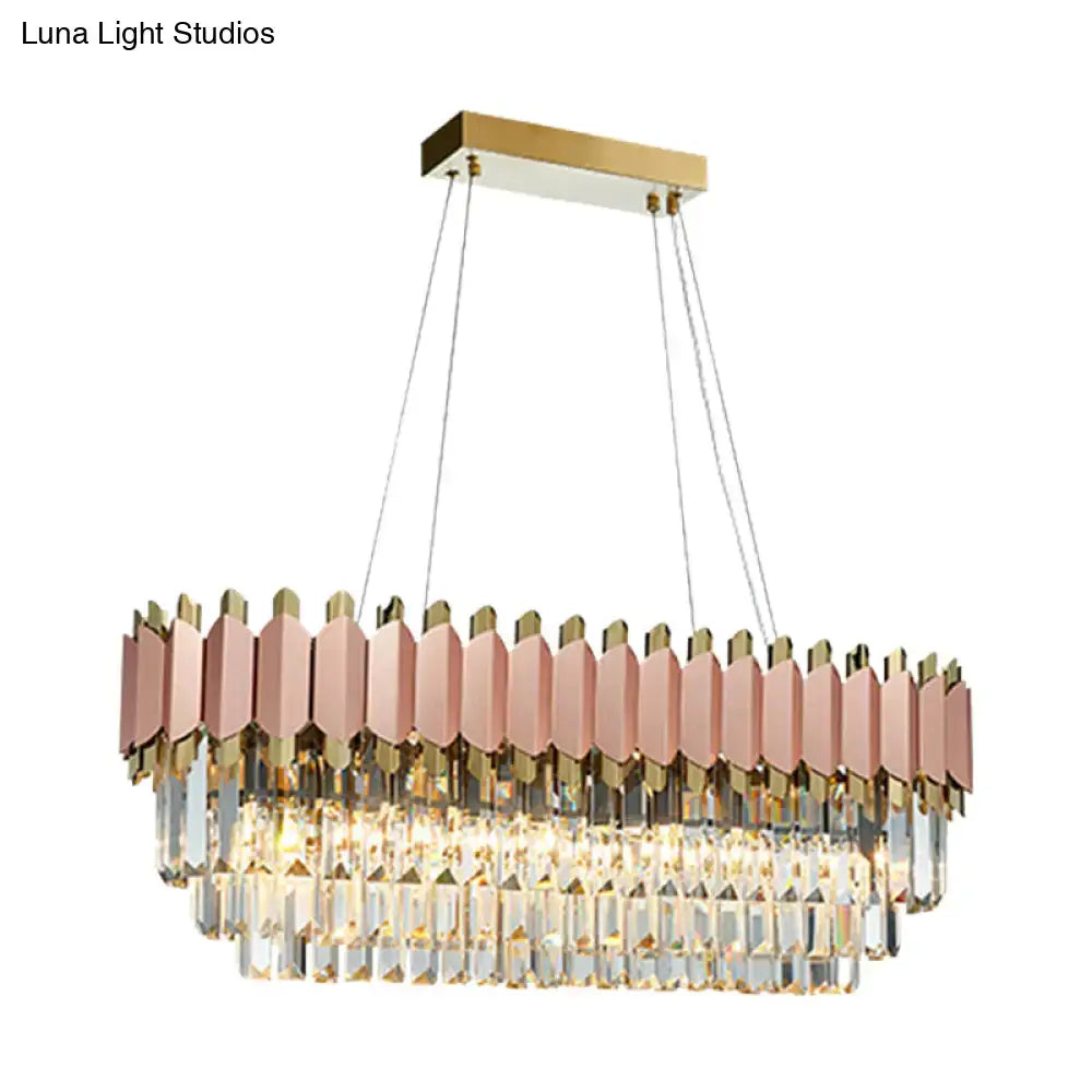DecorBites™ Traditional Gold Oval Crystal Chandelier - 8 Head Dining Room Light Fixture