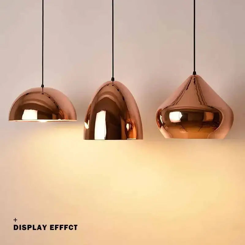 Modern rose gold pendant lights for dining room island decor