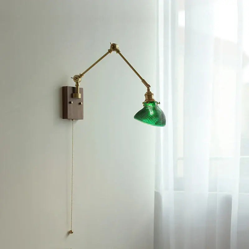 Modern rotatable brass wall light fixture with textured glass stair lamp