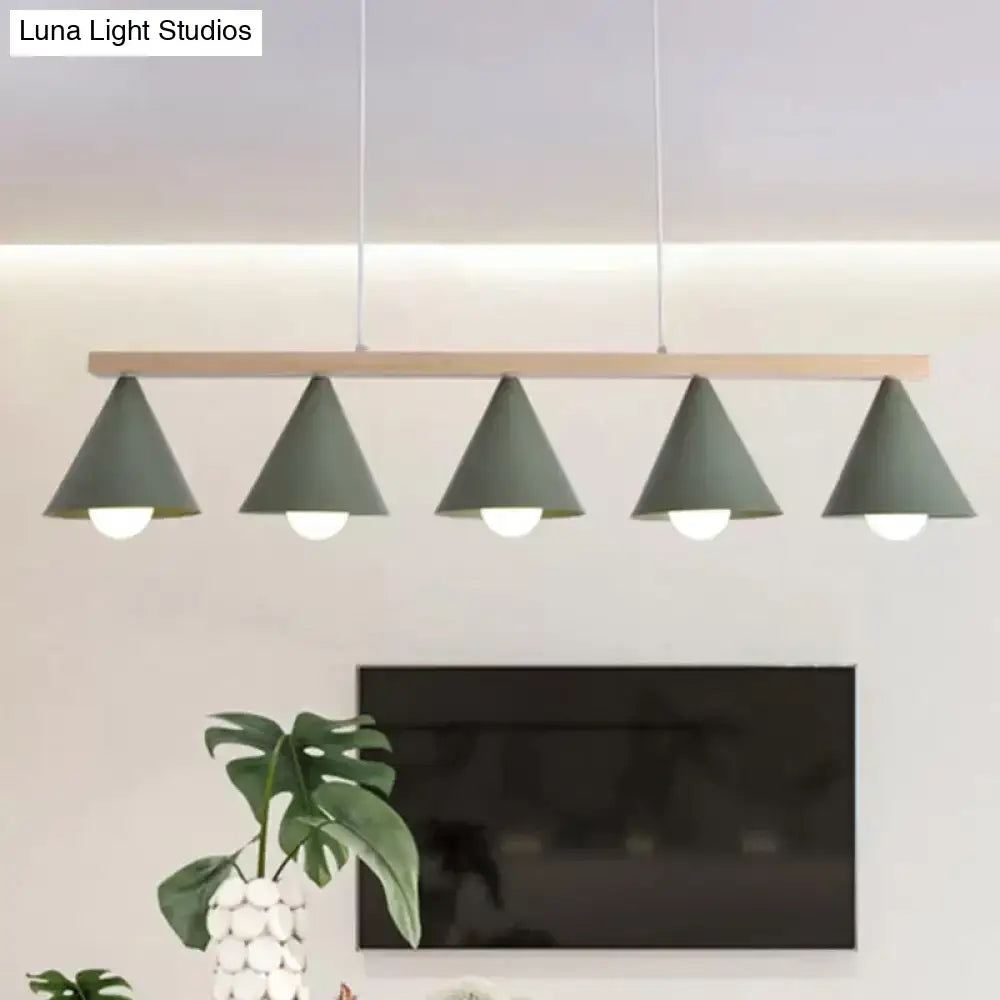 Modern sage green and wood island pendant – kitchen ceiling light