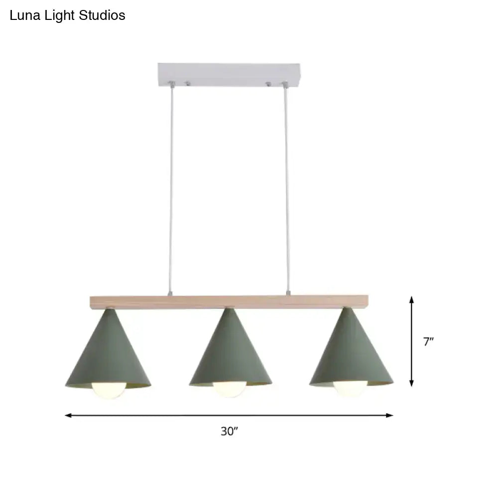 Modern sage green and wood island pendant – kitchen ceiling light