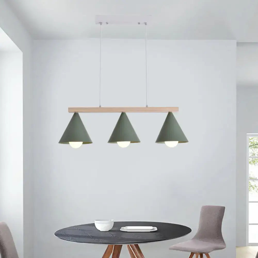 Modern sage green and wood island pendant – kitchen ceiling light