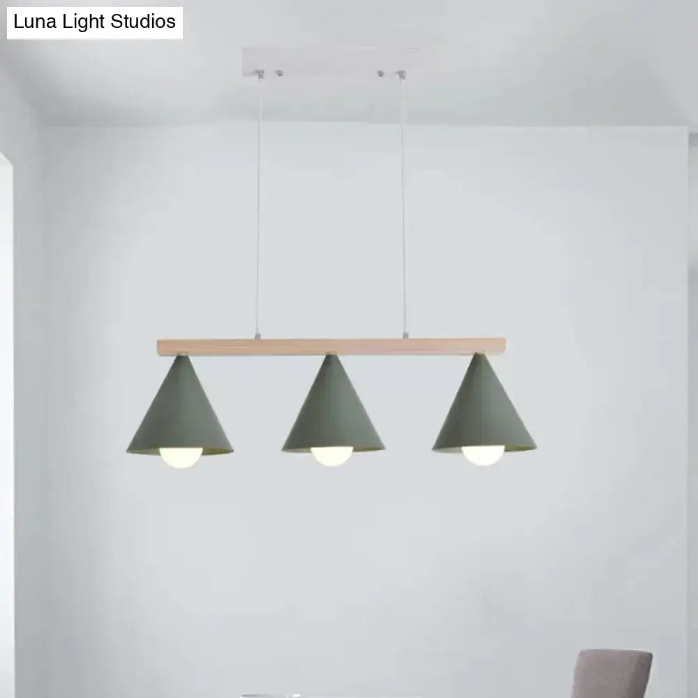 Modern sage green and wood island pendant – kitchen ceiling light
