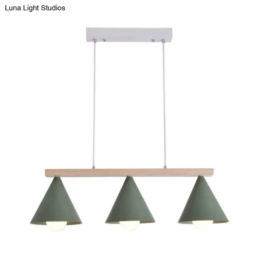 Modern sage green and wood island pendant – kitchen ceiling light