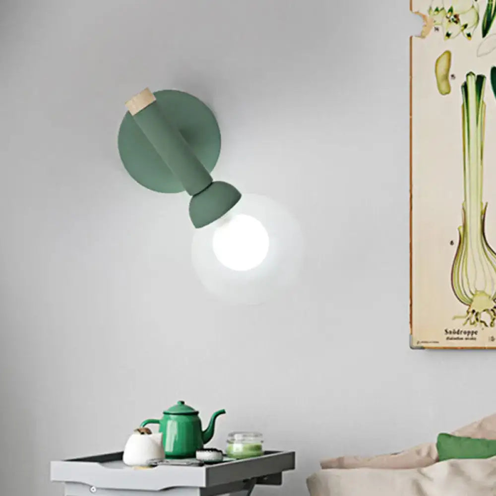 Modern sage green macaron style torch wall light bedroom sconce