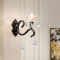 DecorBites™ Modern Scalloped Crystal Wall Lamp with Curved Arm in Black