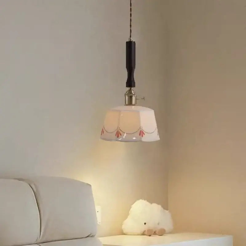 Modern scalloped floral ceramic led pendant light kitchen decor